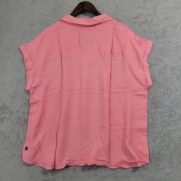 NEW Gap Womens XL Pink Short-Sleeve Collared Top Lightweight Rayon & Lyocell - Picture 2 of 7